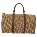 Christian Dior Trotter Canvas Boston Bag Beige Gold Auth 157139-2