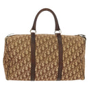 Christian Dior Trotter Canvas Boston Bag Beige Gold Auth 157139-3