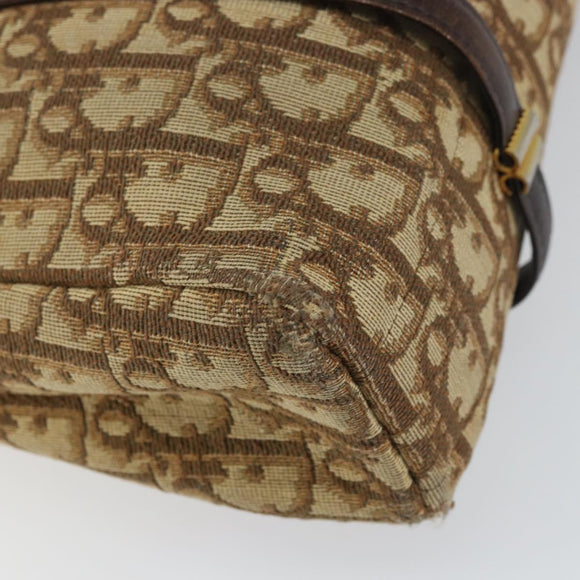 Christian Dior Trotter Canvas Hand Bag Beige Gold Auth 157140