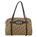 Christian Dior Trotter Canvas Hand Bag Beige Gold Auth 157140-2