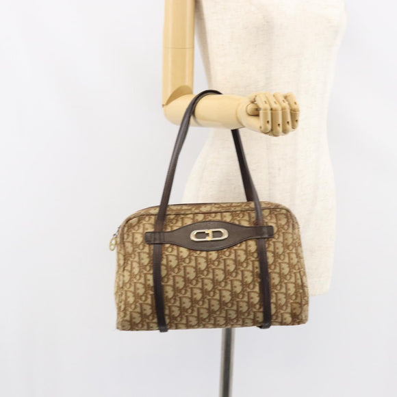 Christian Dior Trotter Canvas Hand Bag Beige Gold Auth 157140
