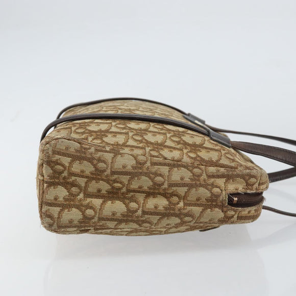 Christian Dior Trotter Canvas Hand Bag Beige Gold Auth 157140