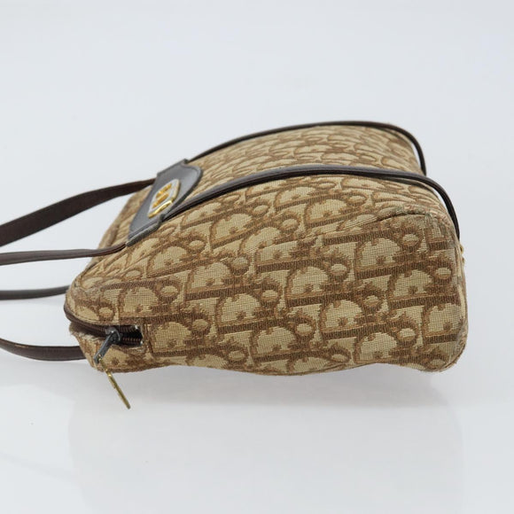 Christian Dior Trotter Canvas Hand Bag Beige Gold Auth 157140
