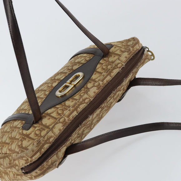 Christian Dior Trotter Canvas Handtasche Beige Gold Auth 157140