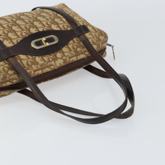 Christian Dior Trotter Canvas Hand Bag Beige Gold Auth 157140