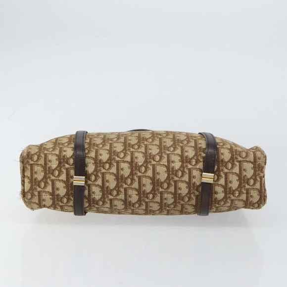 Christian Dior Trotter Canvas Hand Bag Beige Gold Auth 157140