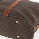 CELINE Macadam Canvas Tote Bag PVC Leather Brown Gold Auth 157141-9