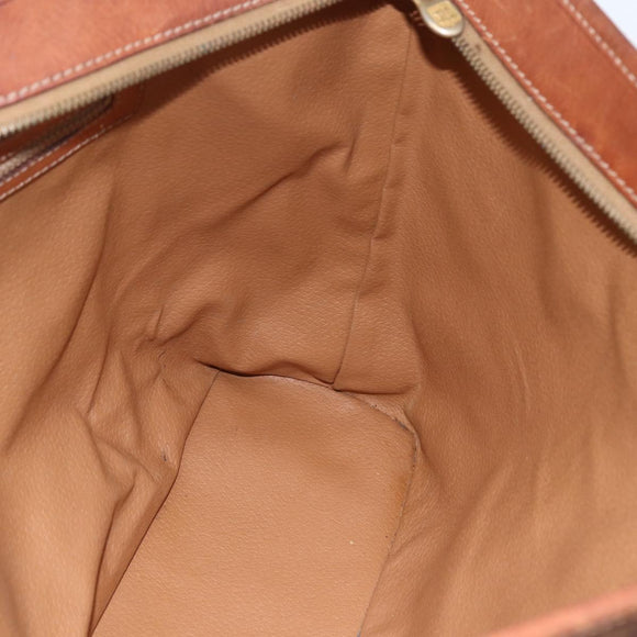 CELINE Macadam Canvas Tote Bag PVC Leather Brown Gold Auth 157141