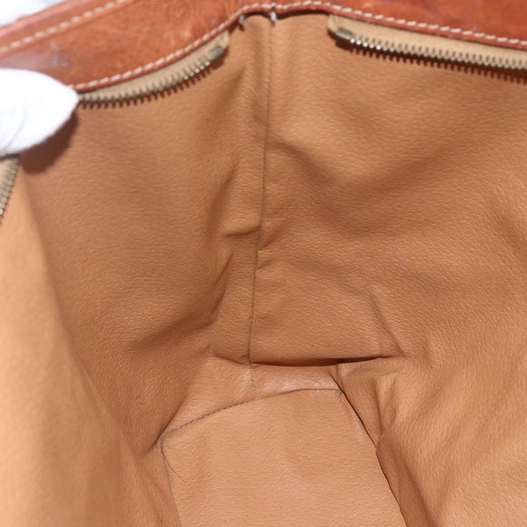 CELINE Macadam Canvas Tote Bag PVC Leather Brown Gold Auth 157141