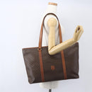 CELINE Macadam Canvas Tote Bag PVC Leather Brown Gold Auth 157141-22