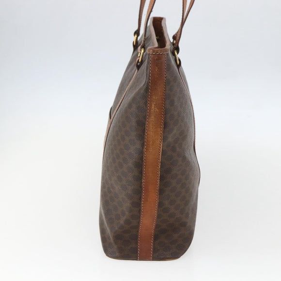 CELINE Macadam Canvas Tote Bag PVC Leather Brown Gold Auth 157141