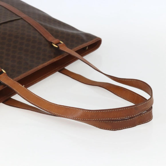 CELINE Macadam Canvas Tote Bag PVC Leather Brown Gold Auth 157141