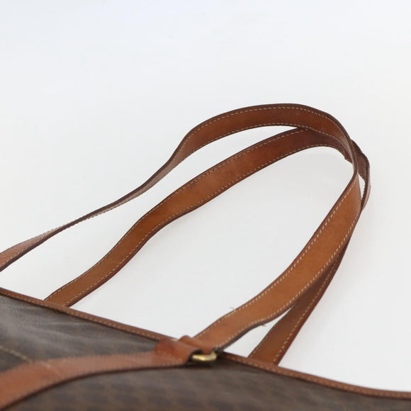 CELINE Macadam Canvas Tote Bag PVC Leather Brown Gold Auth 157141