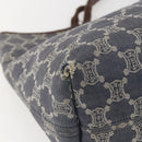 CELINE Paris Macadam Canvas Tote Bag Blue Gold Auth 157143-14