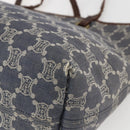 CELINE Paris Macadam Canvas Tote Bag Blue Gold Auth 157143-15