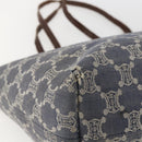 CELINE Paris Macadam Canvas Tote Bag Blue Gold Auth 157143-16