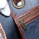 CELINE Paris Macadam Canvas Tote Bag Blue Gold Auth 157143-17