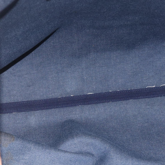 CELINE Paris Macadam Canvas Tote Bag Blue Gold Auth 157143