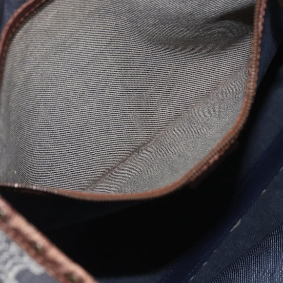 CELINE Paris Macadam Canvas Tote Bag Blue Gold Auth 157143