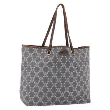 CELINE Paris Macadam Canvas Tote Bag Blue Gold Auth 157143
