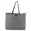 CELINE Paris Macadam Canvas Tote Bag Blue Gold Auth 157143-13