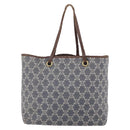 CELINE Paris Macadam Canvas Tote Bag Blue Gold Auth 157143-2