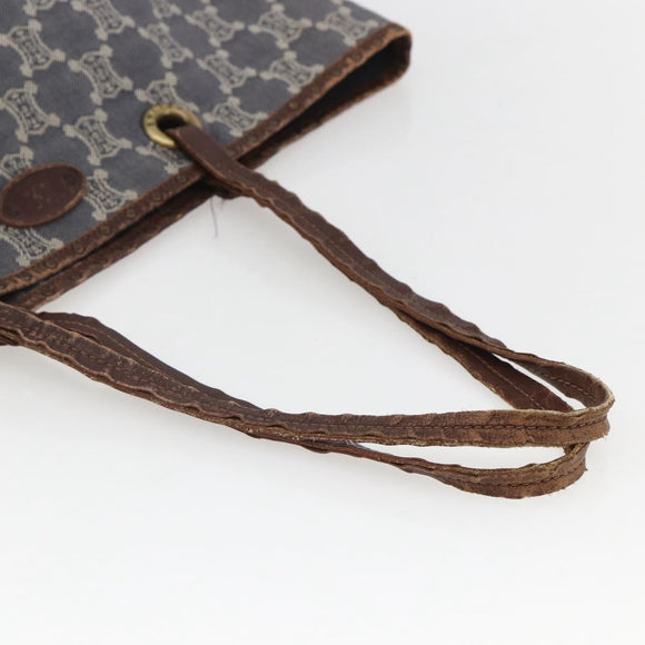 CELINE Paris Macadam Canvas Tote Bag Blue Gold Auth 157143