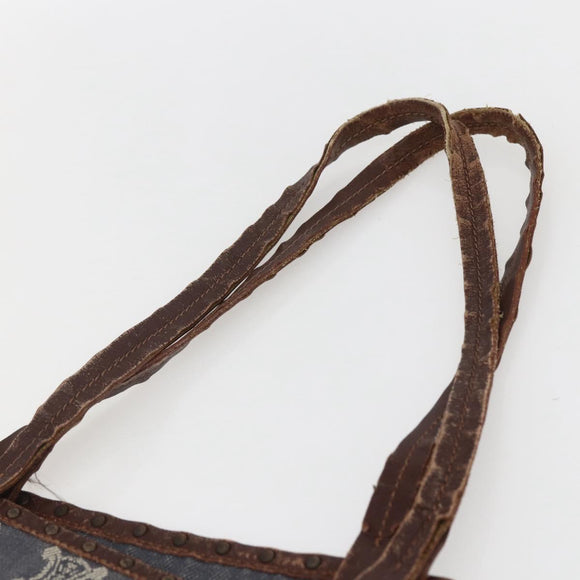 CELINE Paris Macadam Canvas Tote Bag Blue Gold Auth 157143