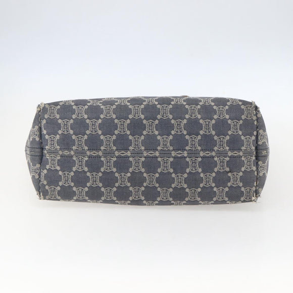 CELINE Paris Macadam Canvas Tote Bag Blue Gold Auth 157143