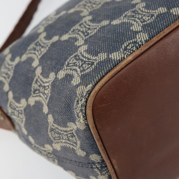 CELINE Paris Macadam Canvas Shoulder Bag Blue Auth 157144