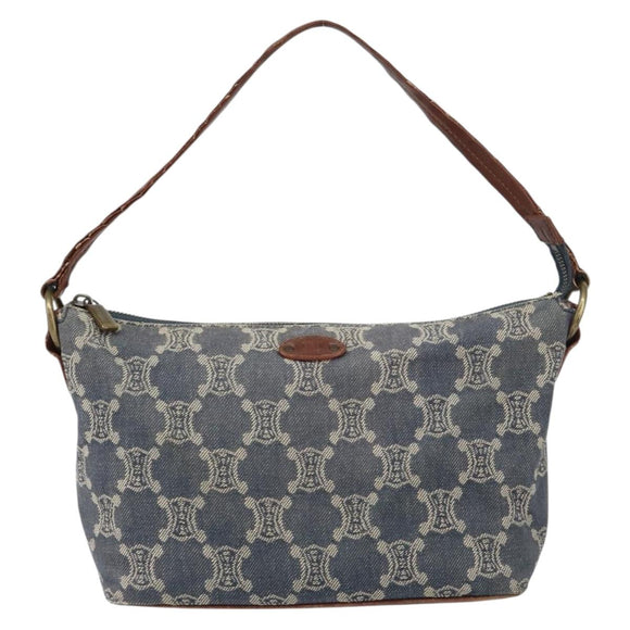 CELINE Paris Macadam Canvas Shoulder Bag Blue Auth 157144