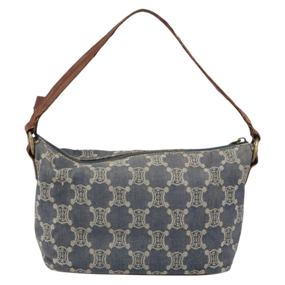 CELINE Paris Macadam Canvas Shoulder Bag Blue Auth 157144