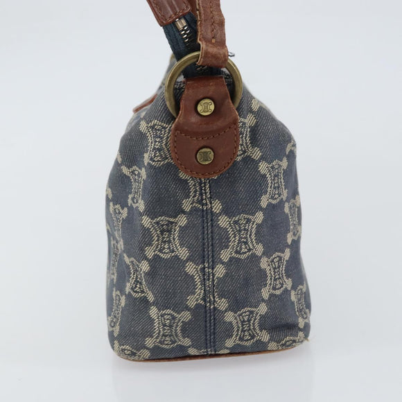 CELINE Paris Macadam Canvas Shoulder Bag Blue Auth 157144