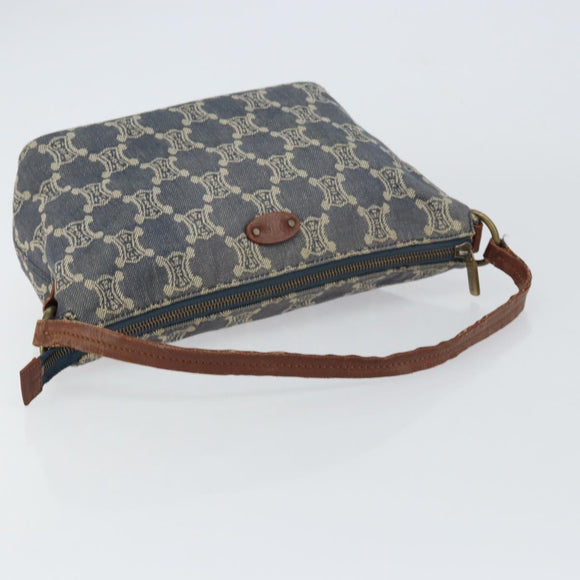 CELINE Paris Macadam Canvas Shoulder Bag Blue Auth 157144