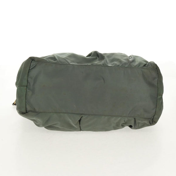 PRADA Hand Bag Nylon 2way Green Gold Auth 157145