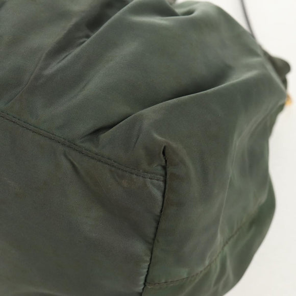 PRADA Hand Bag Nylon 2way Green Gold Auth 157145