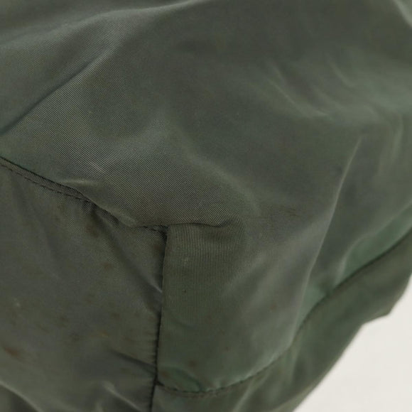 PRADA Hand Bag Nylon 2way Green Gold Auth 157145