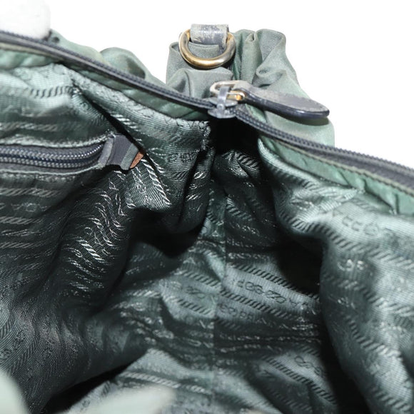 PRADA Hand Bag Nylon 2way Green Gold Auth 157145