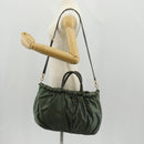 PRADA Hand Bag Nylon 2way Green Gold Auth 157145-28
