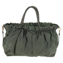 PRADA Hand Bag Nylon 2way Green Gold Auth 157145-2