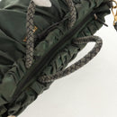 PRADA Hand Bag Nylon 2way Green Gold Auth 157145-6