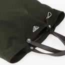 PRADA Tote Bag Nylon Khaki Silver Auth 157146-6
