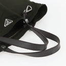 PRADA Tote Bag Nylon Khaki Silver Auth 157146-7