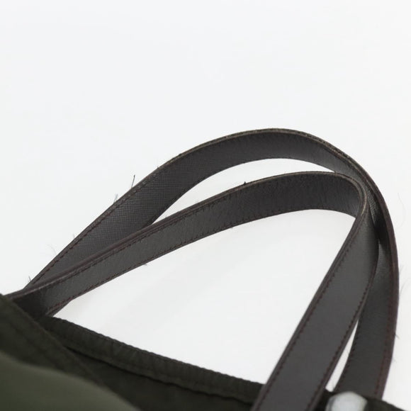 PRADA Tote Bag Nylon Khaki Silver Auth 157146
