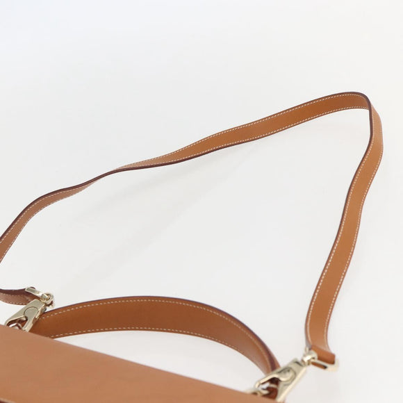 Salvatore Ferragamo Gancini Hand Bag Leather 2way Brown Gold Auth 157148V