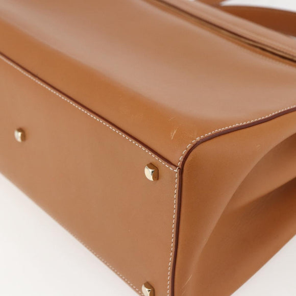 Salvatore Ferragamo Gancini Hand Bag Leather 2way Brown Gold Auth 157148V