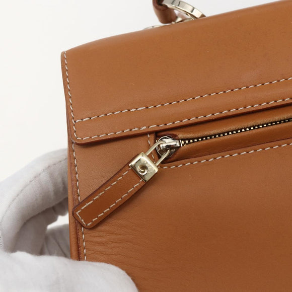 Salvatore Ferragamo Gancini Hand Bag Leather 2way Brown Gold Auth 157148V