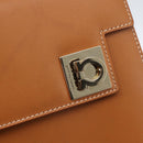 Salvatore Ferragamo Gancini Hand Bag Leather 2way Brown Gold Auth 157148V-17