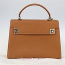 Salvatore Ferragamo Gancini Hand Bag Leather 2way Brown Gold Auth 157148V-28