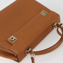 Salvatore Ferragamo Gancini Hand Bag Leather 2way Brown Gold Auth 157148V-6
